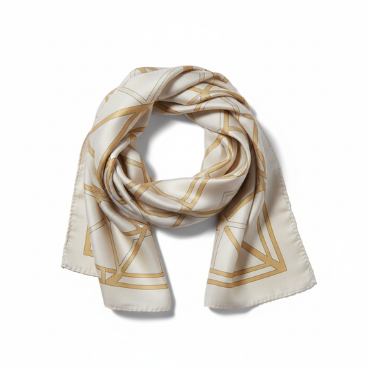 Pañuelo de seda ivory y dorado
