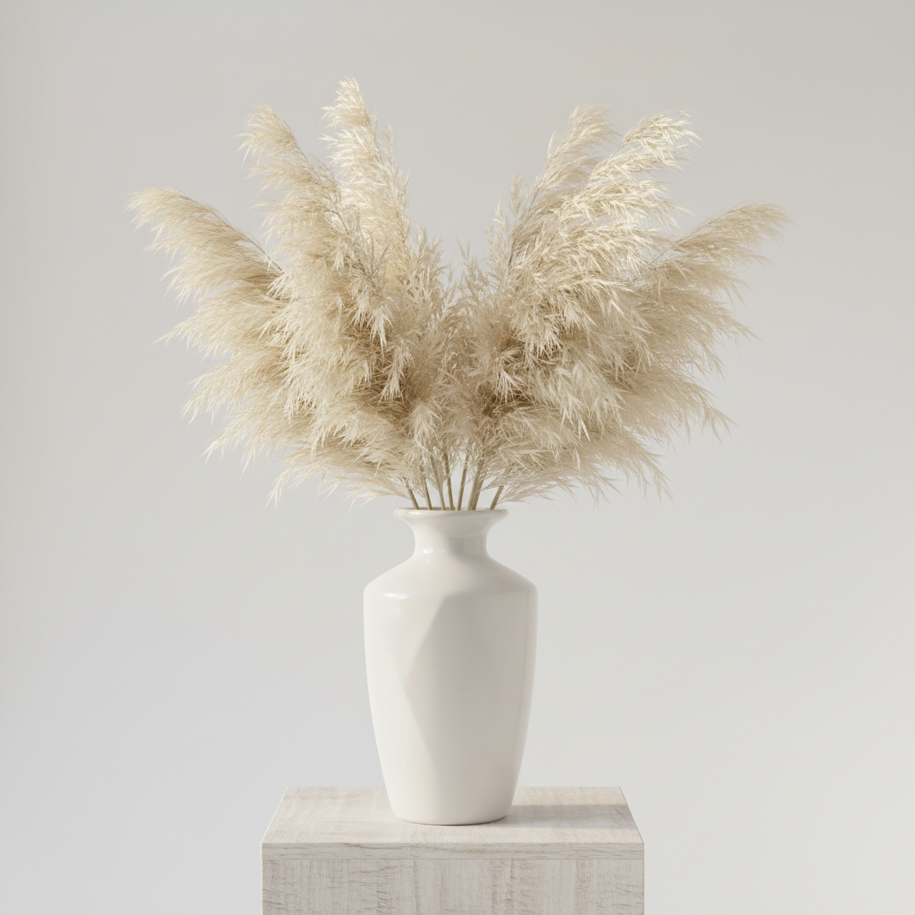 Jarrón cerámico con pampas