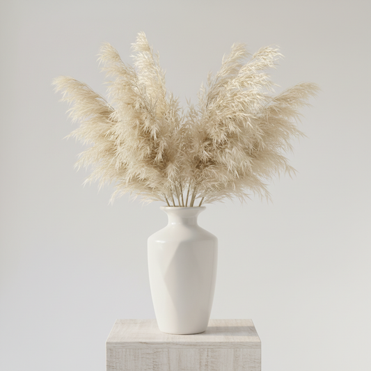 Jarrón cerámico con pampas